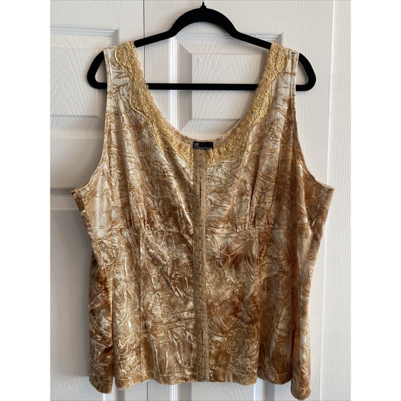 NY Collection Tops - NY Collection Women's Y2K Velour Glitter Lace Babydoll Tank size 3X Fairy Velvet